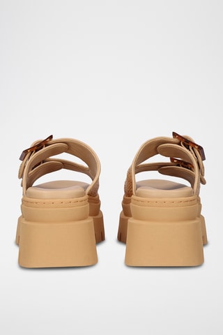 Mules à talons en cuir - Beige