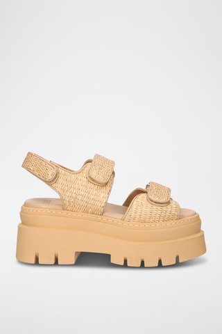 Sandales à talons en cuir - Beige