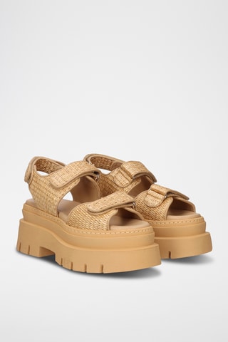 Sandales à talons en cuir - Beige