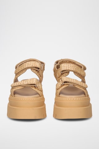 Sandales à talons en cuir - Beige