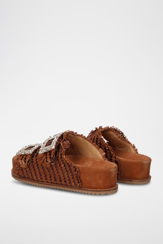 Mules plateformes en cuir - Camel