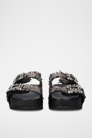 Mules plateformes en cuir - Gris