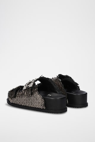 Mules plateformes en cuir - Gris