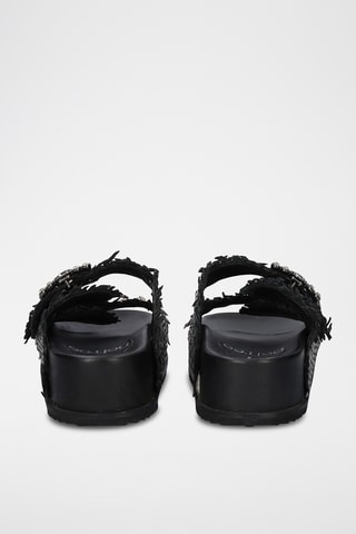 Mules plateformes en cuir - Gris