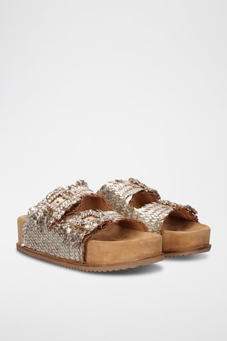 Mules plateformes en cuir - Argenté