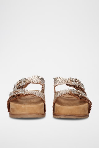 Mules plateformes en cuir - Argenté