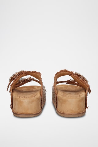 Mules plateformes en cuir - Argenté