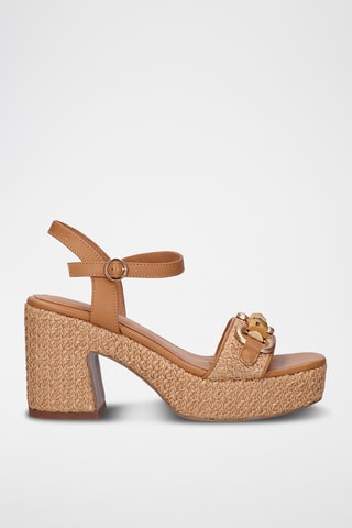 Sandales plateformes en cuir - Camel