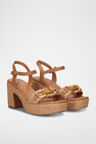 Sandales plateformes en cuir - Camel