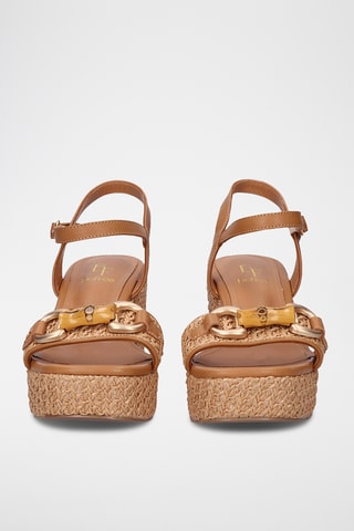 Sandales plateformes en cuir - Camel