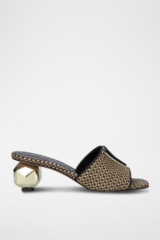 Mules à talons - Beige et noir