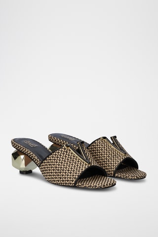 Mules à talons - Beige et noir