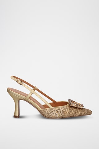 Sandales à talons en cuir - Marron
