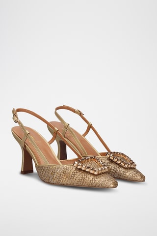 Sandales à talons en cuir - Marron