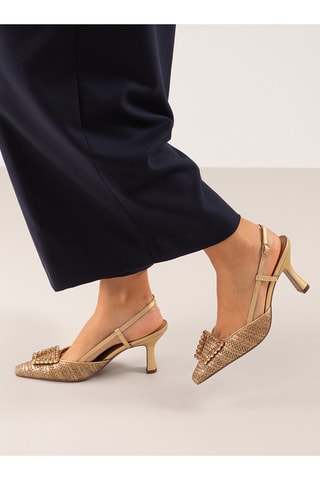 Sandales à talons en cuir - Marron