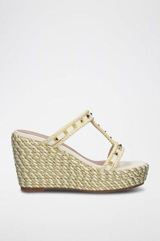 Mules compensées Valeria - Blanc et beige