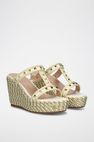 Mules compensées Valeria - Blanc et beige