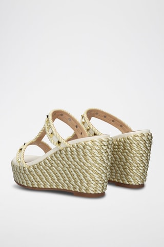 Mules compensées Valeria - Blanc et beige