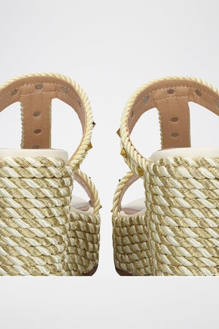 Mules compensées Valeria - Blanc et beige