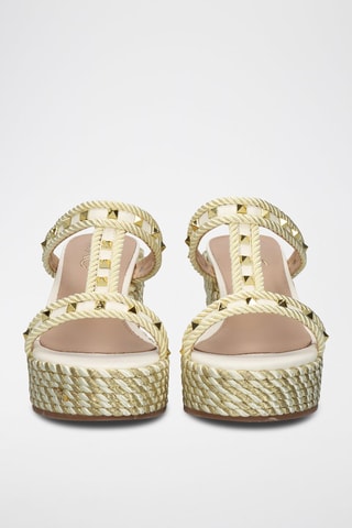 Mules compensées Valeria - Blanc et beige