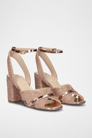 Sandales à talons - Doré et rose