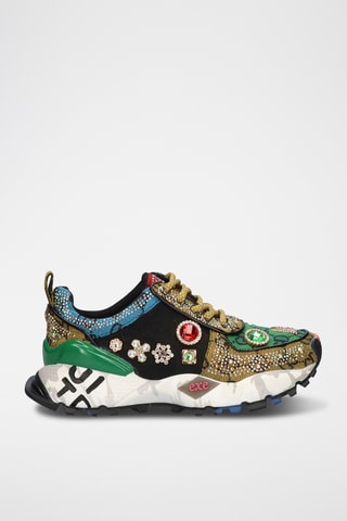 Sneakers en cuir - Vert et noir