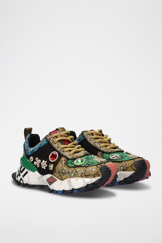 Sneakers en cuir - Vert et noir