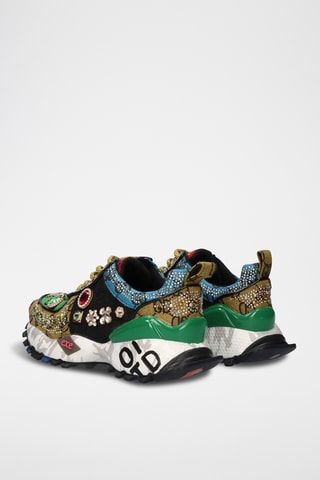 Sneakers en cuir - Vert et noir
