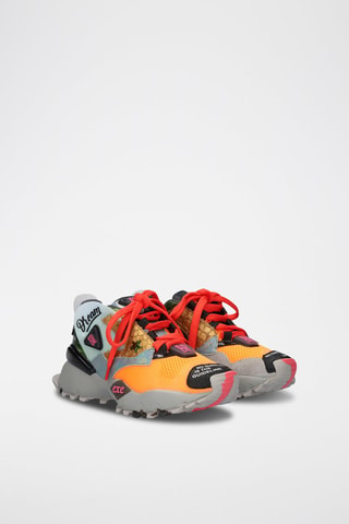 Baskets plateformes en cuir - Orange et gris