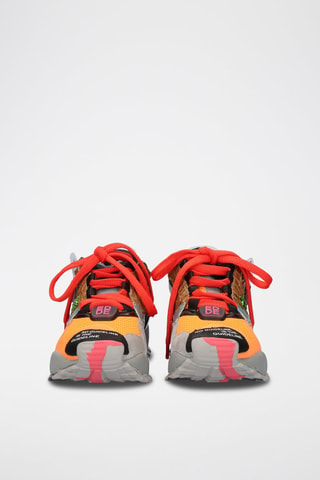Baskets plateformes en cuir - Orange et gris