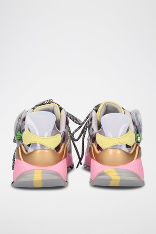 Baskets plateformes en cuir - Bleu et rose
