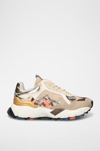 Baskets en cuir - Beige et doré