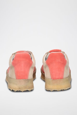 Sneakers plateformes en cuir - Rose et beige