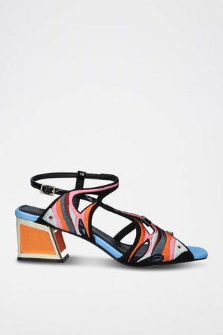 Sandales à talons - Noir, bleu, orange et rose