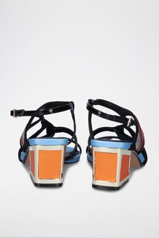 Sandales à talons - Noir, bleu, orange et rose