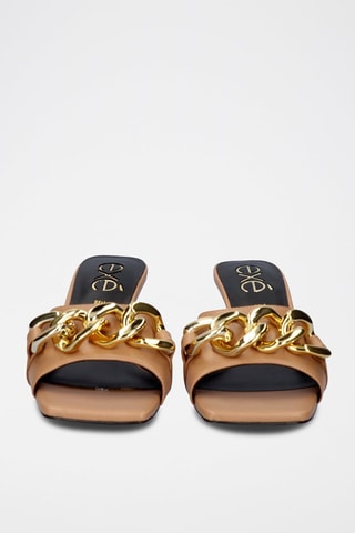 Mules à talons en cuir - Marron