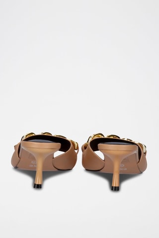 Mules à talons en cuir - Marron