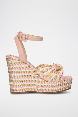 Sandales compensées Naomi - Rose et beige
