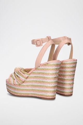 Sandales compensées Naomi - Rose et beige