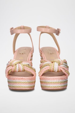 Sandales compensées Naomi - Rose et beige