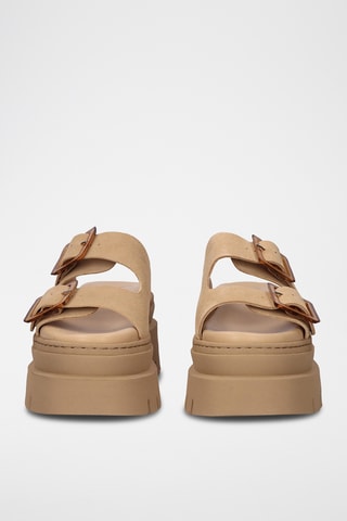 Mules à talons en cuir - Beige