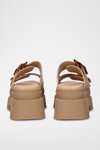 Mules à talons en cuir - Beige