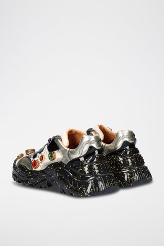 Baskets plateformes en cuir - Doré