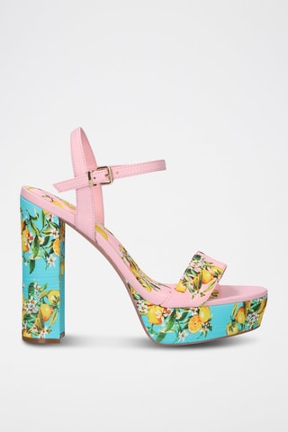 Sandales à talons - Rose et vert d'eau