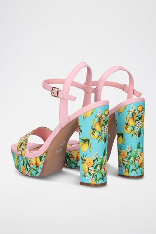 Sandales à talons - Rose et vert d'eau