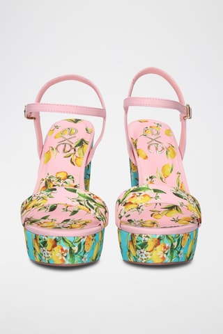 Sandales à talons - Rose et vert d'eau