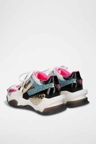 Sneakers plateformes en cuir - Blanc et doré