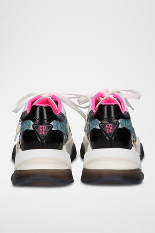 Sneakers plateformes en cuir - Blanc et doré