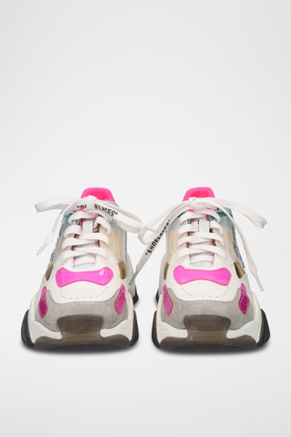 Sneakers plateformes en cuir - Blanc et doré