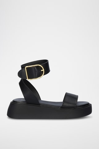 Sandales plateformes en cuir - Noir